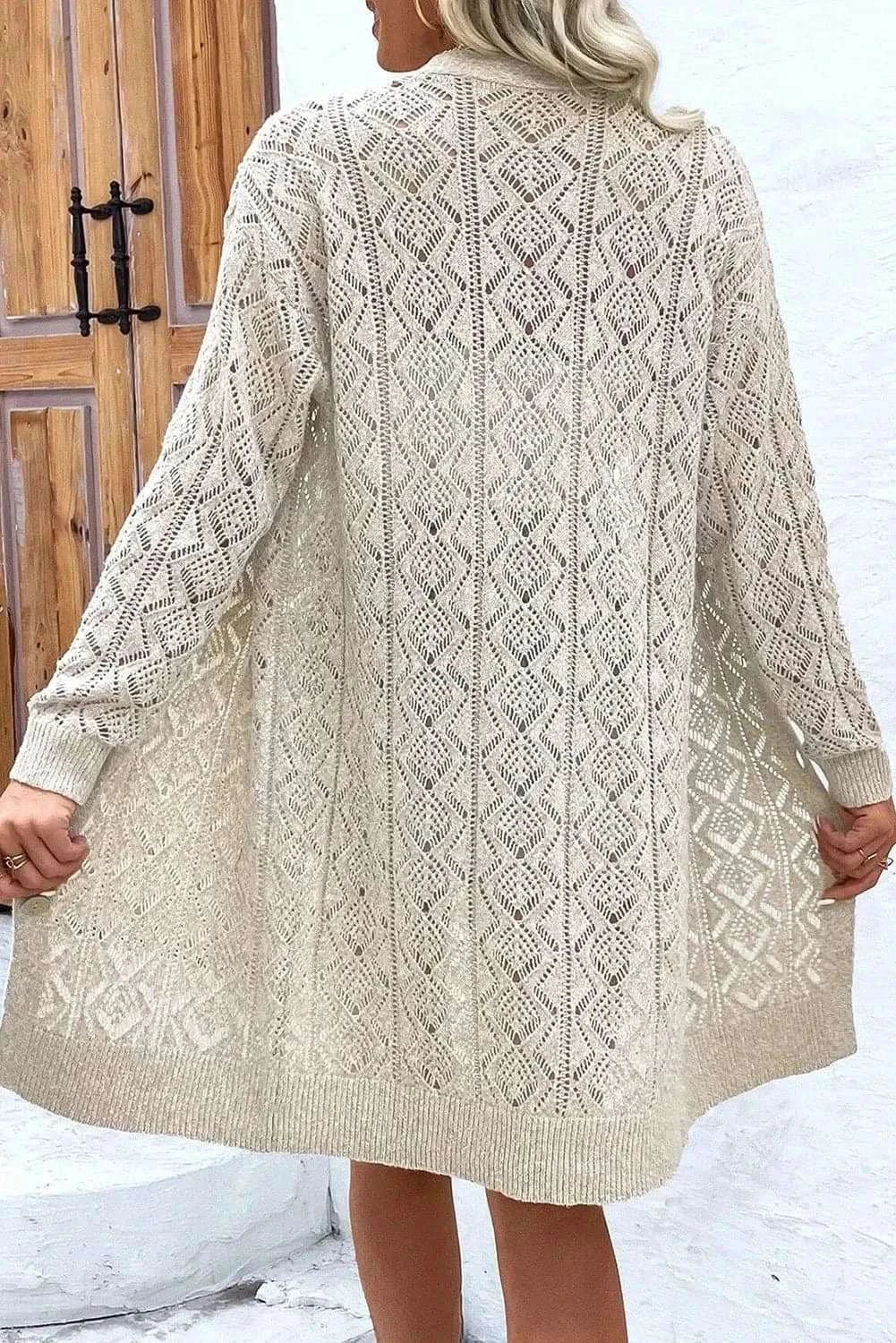 Openwork long sleeve cardigan - Love Salve